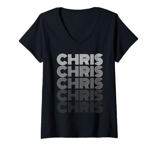 Damen Chris Christopher Christian T-Shirt mit V-Ausschnitt von Vorname Christian Christopher Chris