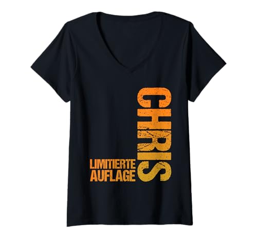 Damen Chris Christopher Christian T-Shirt mit V-Ausschnitt von Vorname Christian Christopher Chris
