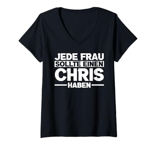 Damen Chris Christopher Christian T-Shirt mit V-Ausschnitt Damen Chris Christopher Christian T-Shirt mit V-Ausschnitt von Vorname Christian Christopher Chris