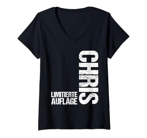 Damen Chris Christopher Christian T-Shirt mit V-Ausschnitt von Vorname Christian Christopher Chris