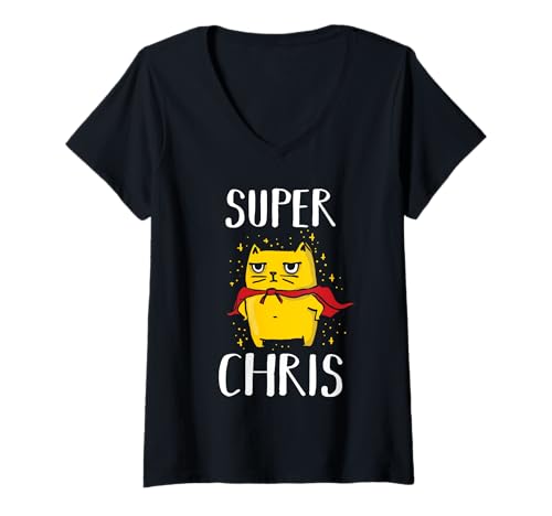 Damen Chris Christopher Christian T-Shirt mit V-Ausschnitt Damen Chris Christopher Christian T-Shirt mit V-Ausschnitt von Vorname Christian Christopher Chris