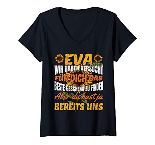Damen Vorname Eva Lustiges Personalisiertes Name Geschenk T-Shirt mit V-Ausschnitt von Vorname Eva Geschenke zum Geburtstag