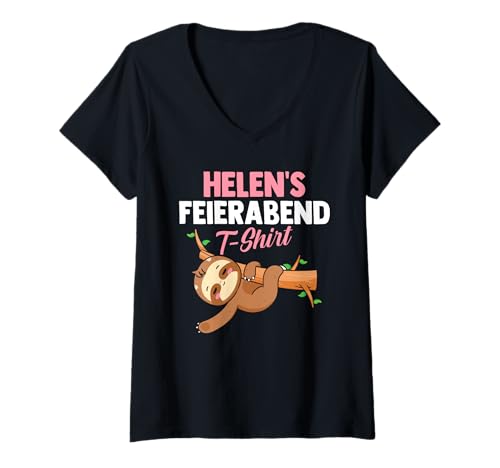 Damen Faultier Feierabend Helen T-Shirt mit V-Ausschnitt Damen Faultier Feierabend Helen T-Shirt mit V-Ausschnitt von Vorname Helen