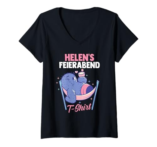 Damen Kaktus Feierabend Helen T-Shirt mit V-Ausschnitt von Vorname Helen