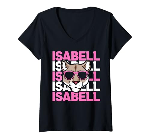 Damen Löwin Isabell T-Shirt mit V-Ausschnitt Damen Löwin Isabell T-Shirt mit V-Ausschnitt von Vorname Isabell