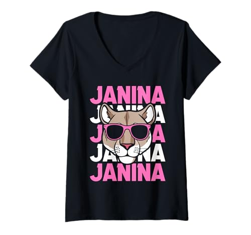 Damen Löwin Janina T-Shirt mit V-Ausschnitt Damen Löwin Janina T-Shirt mit V-Ausschnitt von Vorname Janina