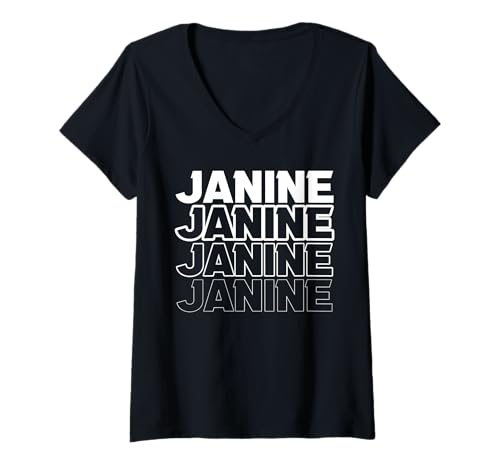 Damen Janine T-Shirt mit V-Ausschnitt von Vorname Janine