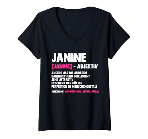 Damen Janine T-Shirt mit V-Ausschnitt von Vorname Janine