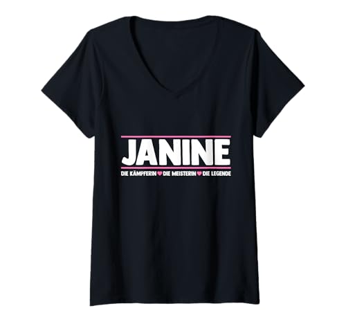 Damen Janine T-Shirt mit V-Ausschnitt von Vorname Janine