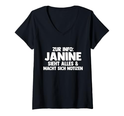 Damen Janine T-Shirt mit V-Ausschnitt von Vorname Janine