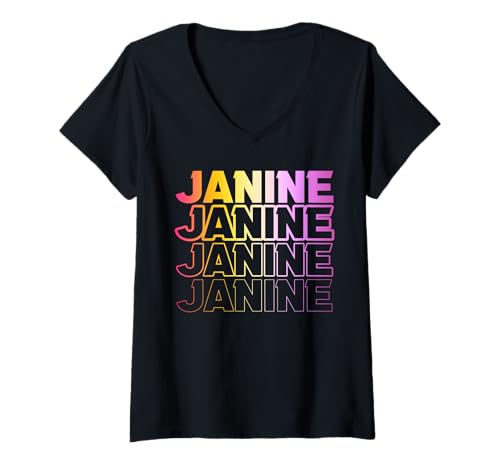 Damen Janine T-Shirt mit V-Ausschnitt von Vorname Janine