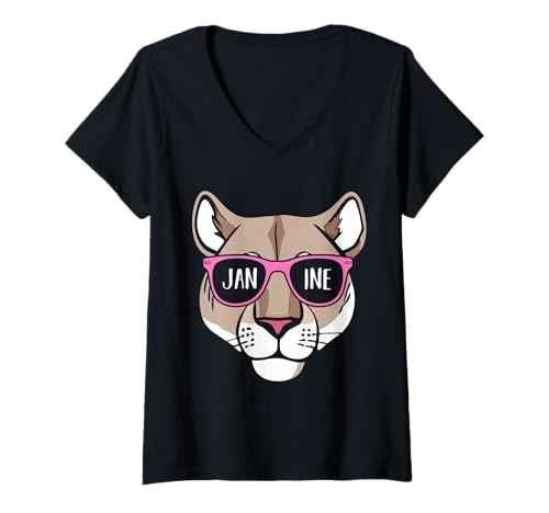 Damen Löwin Janine T-Shirt mit V-Ausschnitt von Vorname Janine