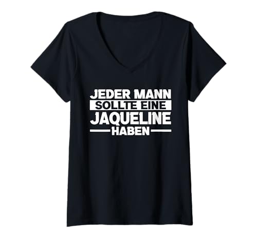 Damen Jaqueline T-Shirt mit V-Ausschnitt von Vorname Jaqueline