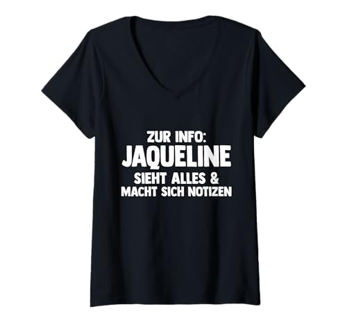 Damen Jaqueline T-Shirt mit V-Ausschnitt von Vorname Jaqueline