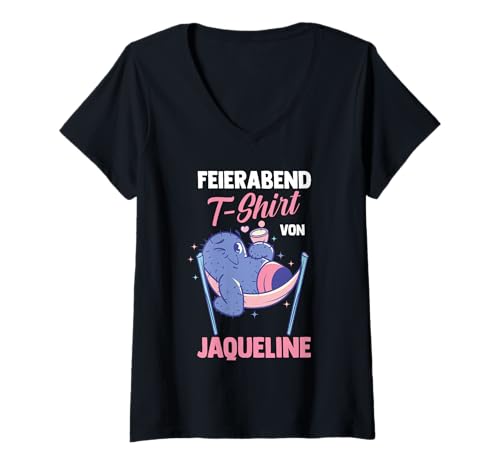 Damen Kaktus Feierabend Jaqueline T-Shirt mit V-Ausschnitt von Vorname Jaqueline
