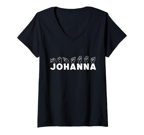 Damen Gebärdensprache Johanna T-Shirt mit V-Ausschnitt von Vorname Johanna