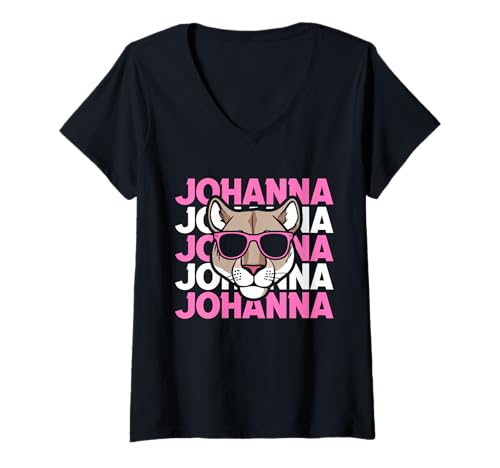 Damen Löwin Johanna T-Shirt mit V-Ausschnitt von Vorname Johanna