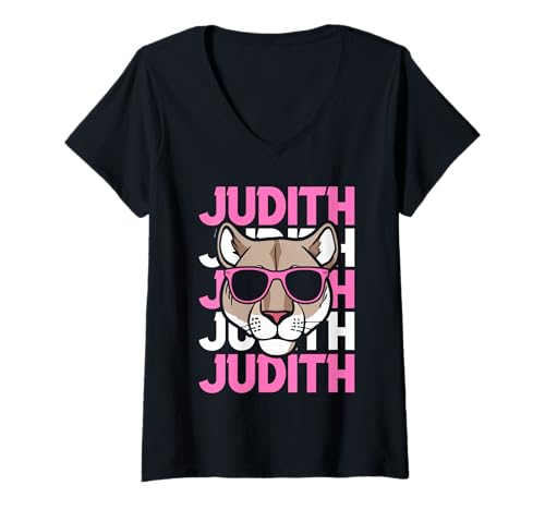 Damen Löwin Judith T-Shirt mit V-Ausschnitt von Vorname Judith