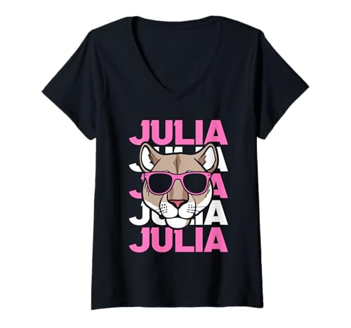 Damen Löwin Julia T-Shirt mit V-Ausschnitt Damen Löwin Julia T-Shirt mit V-Ausschnitt von Vorname Julia