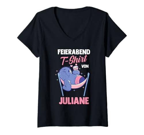 Damen Kaktus Feierabend Juliane T-Shirt mit V-Ausschnitt von Vorname Juliane