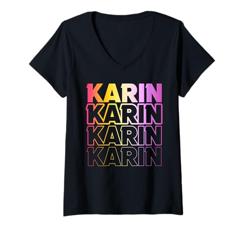 Damen Karin T-Shirt mit V-Ausschnitt Damen Karin T-Shirt mit V-Ausschnitt von Vorname Karin