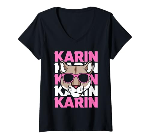 Damen Löwin Karin T-Shirt mit V-Ausschnitt Damen Löwin Karin T-Shirt mit V-Ausschnitt von Vorname Karin