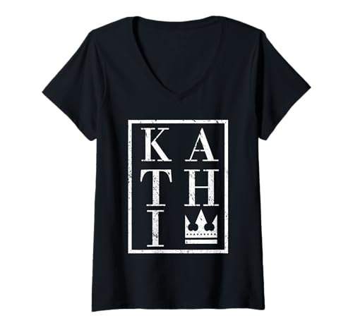 Damen Kathi T-Shirt mit V-Ausschnitt von Vorname Kathi Katharina Katherine