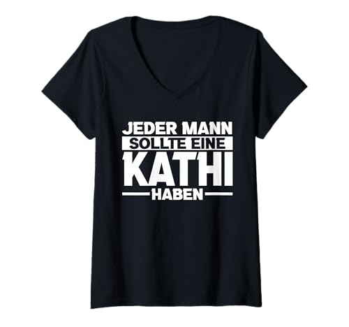 Damen Kathi T-Shirt mit V-Ausschnitt von Vorname Kathi Katharina Katherine