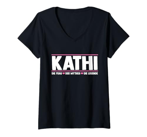 Damen Kathi T-Shirt mit V-Ausschnitt Damen Kathi T-Shirt mit V-Ausschnitt von Vorname Kathi Katharina Katherine