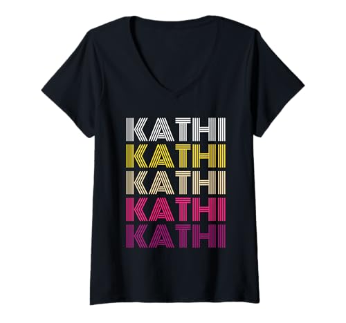 Damen Kathi T-Shirt mit V-Ausschnitt von Vorname Kathi Katharina Katherine