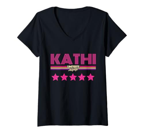 Damen Kathi T-Shirt mit V-Ausschnitt von Vorname Kathi Katharina Katherine