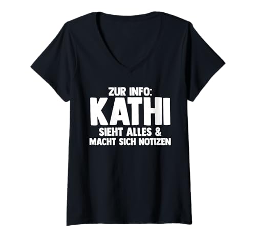 Damen Kathi T-Shirt mit V-Ausschnitt von Vorname Kathi Katharina Katherine