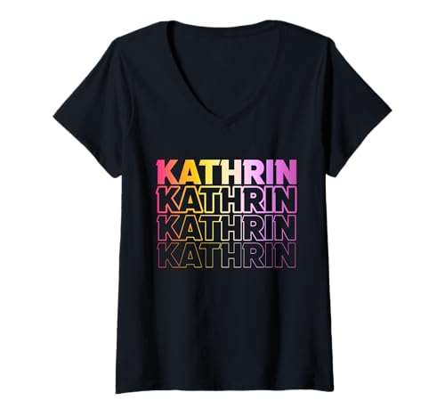 Damen Kathrin T-Shirt mit V-Ausschnitt von Vorname Kathrin Ann-Kathrin