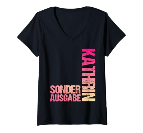 Damen Kathrin T-Shirt mit V-Ausschnitt von Vorname Kathrin Ann-Kathrin