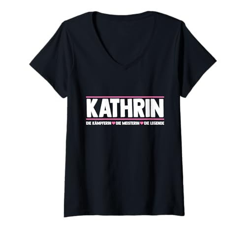 Damen Kathrin T-Shirt mit V-Ausschnitt von Vorname Kathrin Ann-Kathrin
