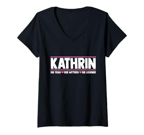 Damen Kathrin T-Shirt mit V-Ausschnitt von Vorname Kathrin Ann-Kathrin
