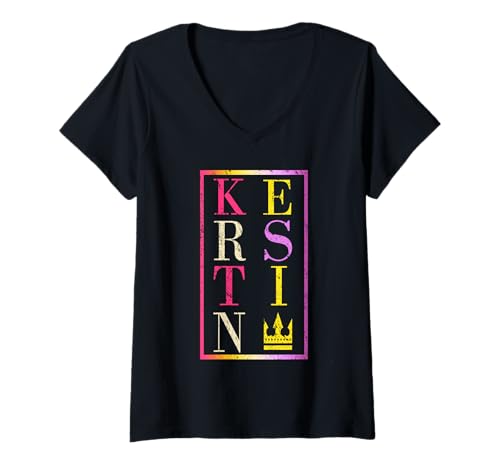 Damen Kerstin T-Shirt mit V-Ausschnitt von Vorname Kerstin