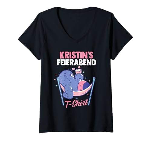 Damen Kaktus Feierabend Kristin T-Shirt mit V-Ausschnitt von Vorname Kristin
