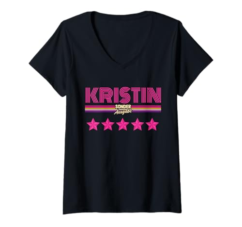 Damen Kristin T-Shirt mit V-Ausschnitt von Vorname Kristin