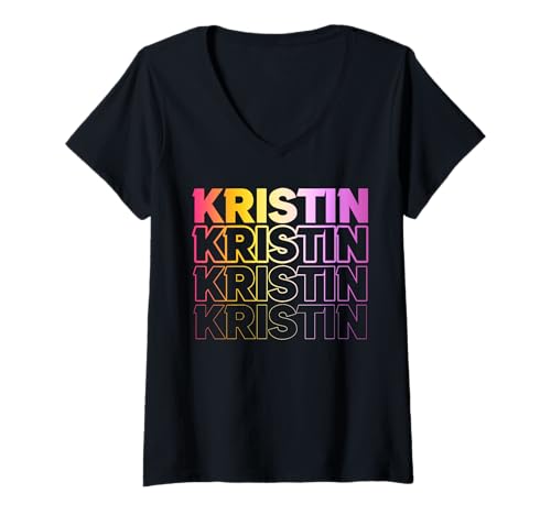 Damen Kristin T-Shirt mit V-Ausschnitt von Vorname Kristin