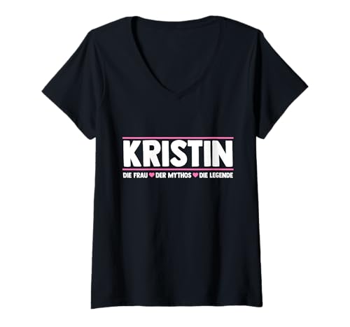 Damen Kristin T-Shirt mit V-Ausschnitt von Vorname Kristin