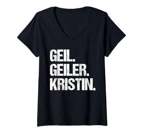 Damen Kristin T-Shirt mit V-Ausschnitt von Vorname Kristin