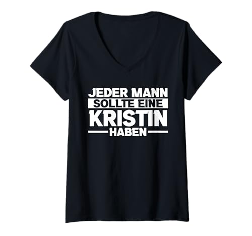 Damen Kristin T-Shirt mit V-Ausschnitt von Vorname Kristin