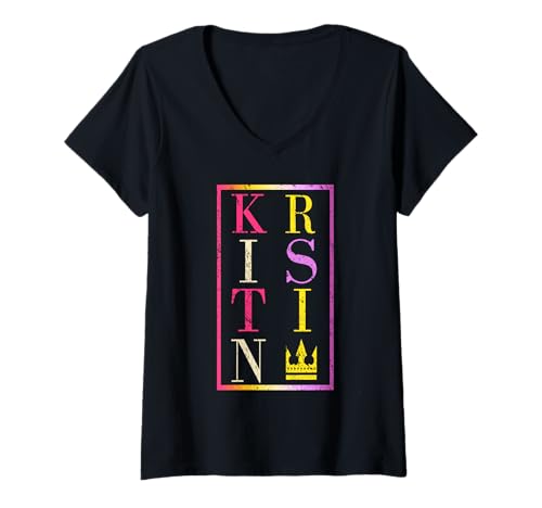 Damen Kristin T-Shirt mit V-Ausschnitt von Vorname Kristin