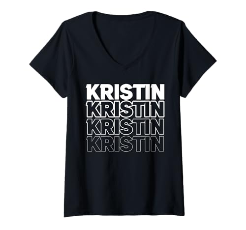 Damen Kristin T-Shirt mit V-Ausschnitt von Vorname Kristin