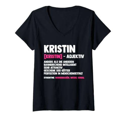 Damen Kristin T-Shirt mit V-Ausschnitt von Vorname Kristin