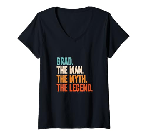 Damen Brad The Man The Myth The Legend Name Brad T-Shirt mit V-Ausschnitt von Vorname Motive und Designs für Männer