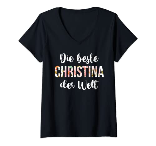Damen Christina T-Shirt mit V-Ausschnitt Damen Christina T-Shirt mit V-Ausschnitt von Vorname Name Christina
