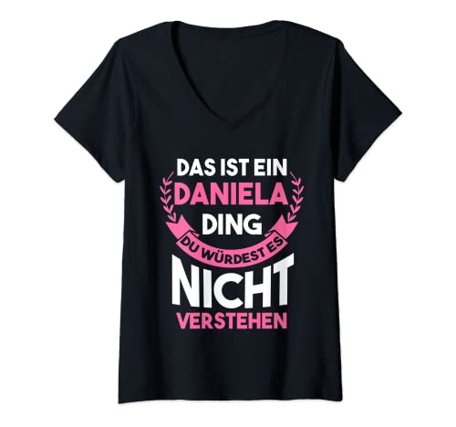 Damen Daniela T-Shirt mit V-Ausschnitt Damen Daniela T-Shirt mit V-Ausschnitt von Vorname Name Daniela