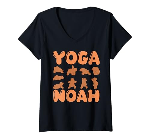Damen Katze Yoga Noha T-Shirt mit V-Ausschnitt Damen Katze Yoga Noha T-Shirt mit V-Ausschnitt von Vorname Noha